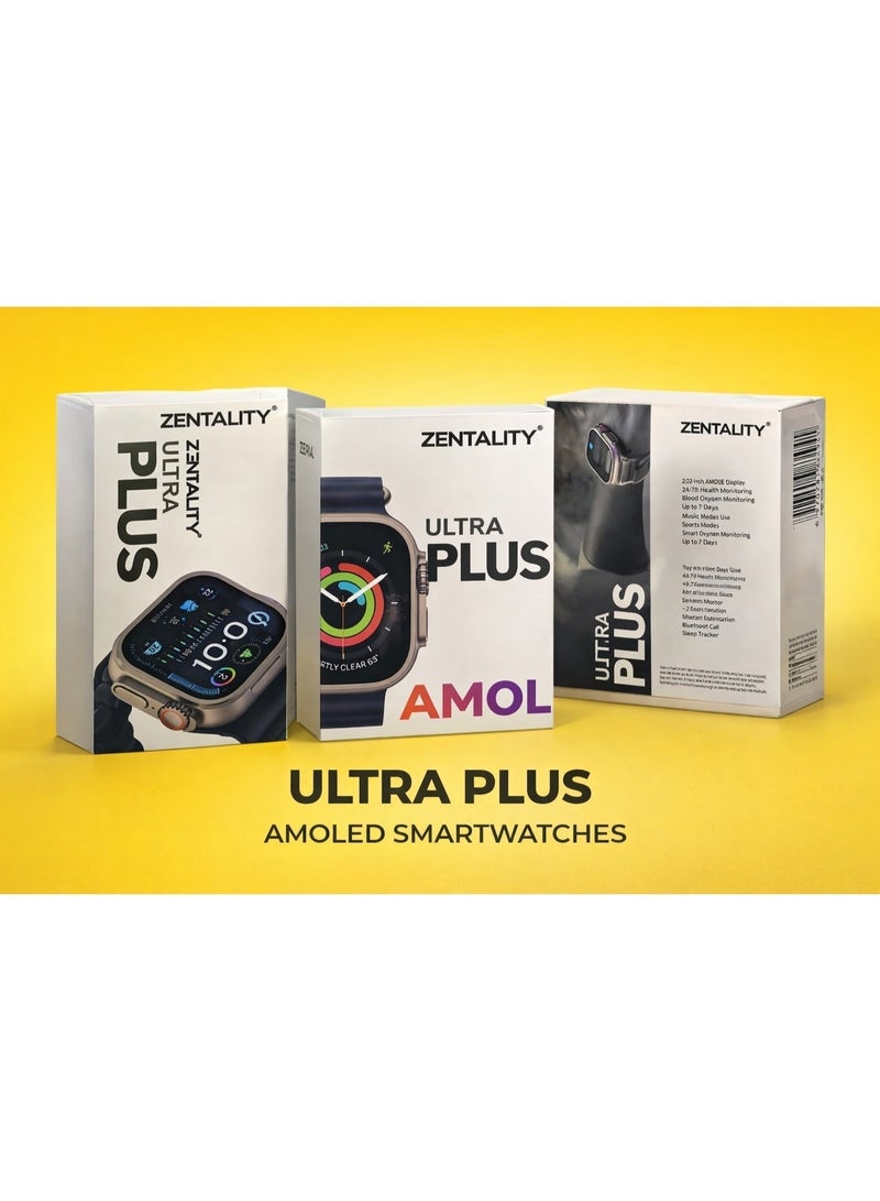 ZENTALITY Ultra Plus AMOLED Smart Watch 2.02” Display, Bluetooth Calling, 24/7 Health Monitoring, Up to 20 Days Battery, Water Resistant, 70+ Sports Modes – Black - Image 3